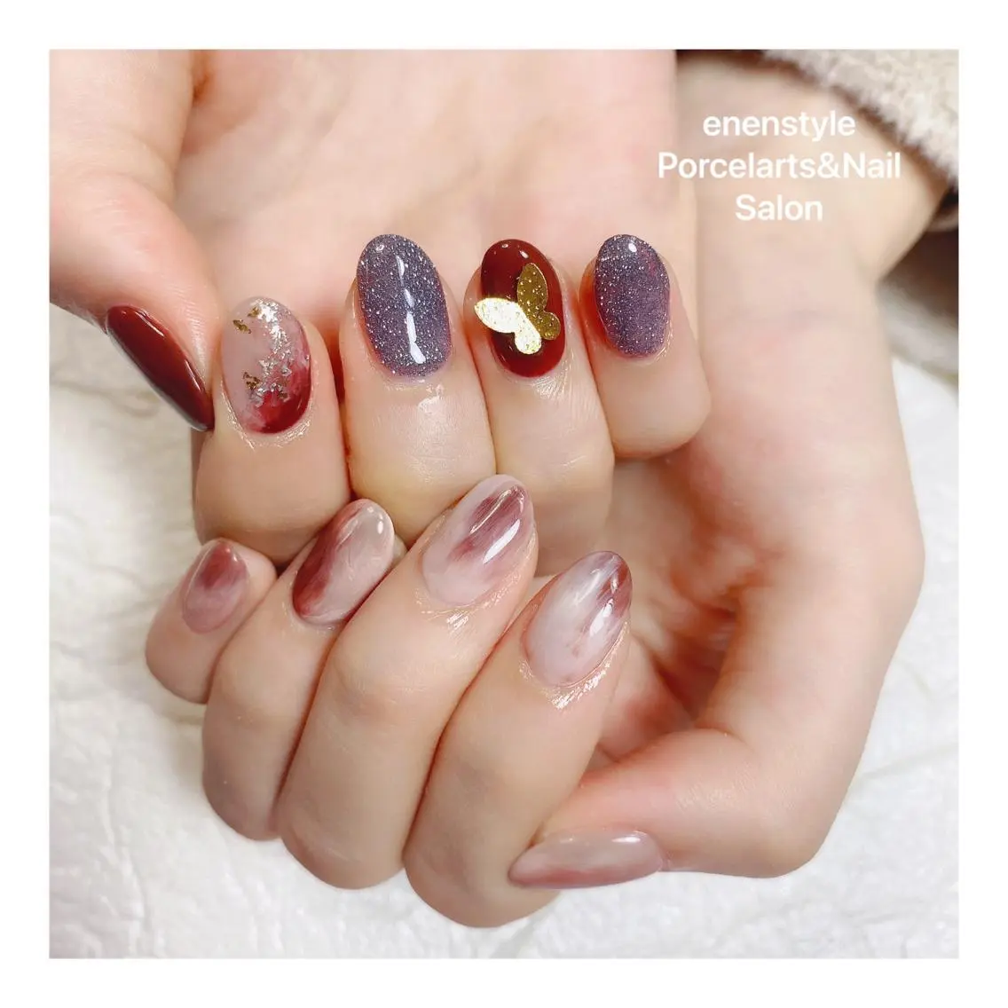 ミディアム ネイル ハンドネイル 🐾enen style 🐾のネイルデザイン