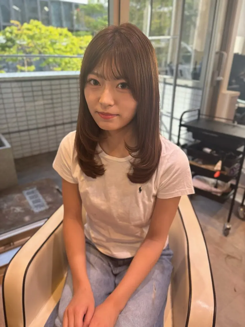 セミロング カラー ヘアアレンジ レイヤーカット カット ヘアカラー 【韓国ヘア/透明感 カラー】makotoのヘアスタイル