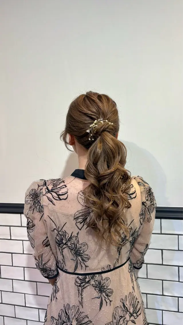 ロング ヘアアレンジ 髪質改善 韓国風ヘア 縮毛矯正 トリートメント ひ な た⌇ elto 四条烏丸のヘアスタイル
