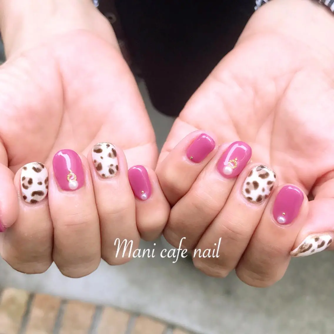 ネイル アニマル柄 ハンドネイル Mani cafe nailのネイルデザイン