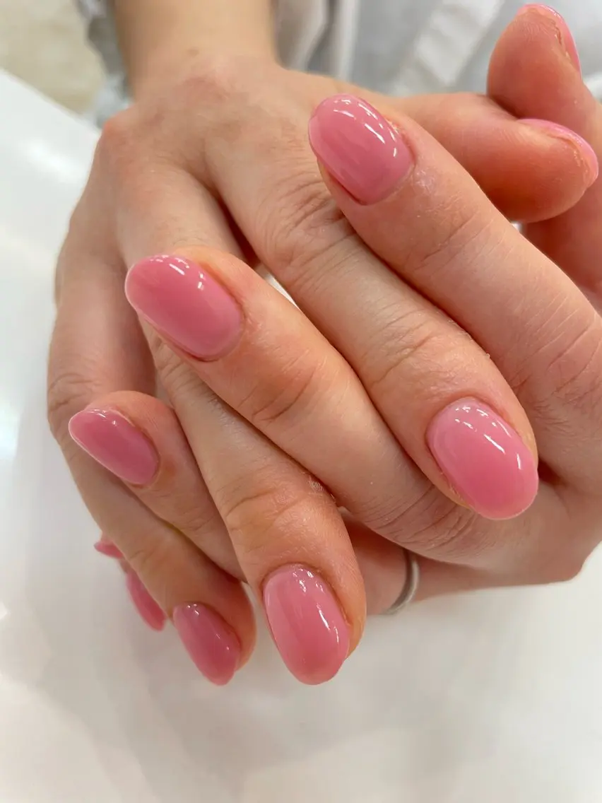 ネイル ワンカラーネイル ピンク 爪のお手入れサロン GIFT 永田理恵のネイルデザイン