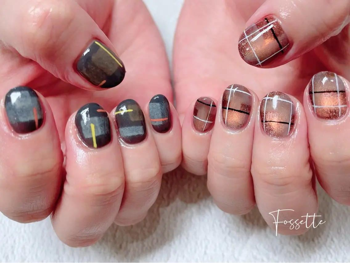 ネイル マグネットネイル ショートネイル 冬ネイル ハンドネイル nailsalon Fossetteのネイルデザイン