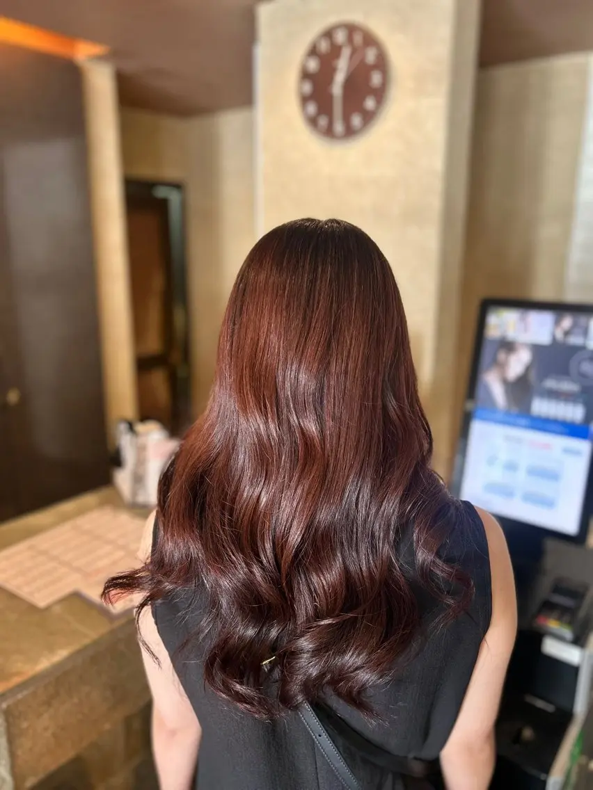 ロング カラー ブラウンカラー ピンクカラー ピンクブラウン 田上 瑞菜のヘアスタイル