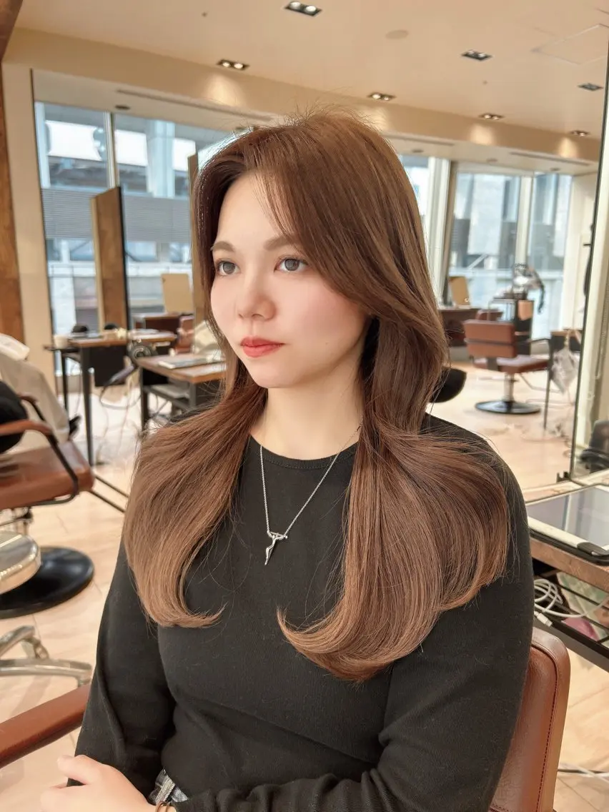 ロング レイヤーカット カット ヘアカラー トリートメント 🎀大竹美侑／顔まわ りカット／レイヤーのヘアスタイル