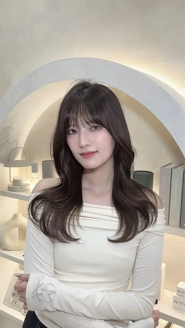 ロング カット ヘアカラー トリートメント グレージュ/艶髪🩶 韓国風/顔周り/輝士のヘアスタイル