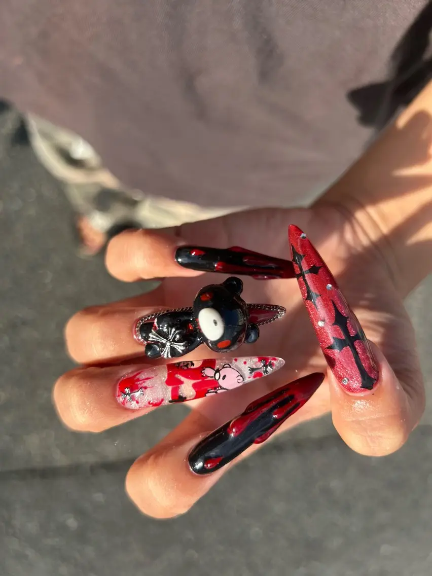 ネイル ハロウィン ロングネイル ネイルチップ ⛓Miyu ⛓のネイルデザイン