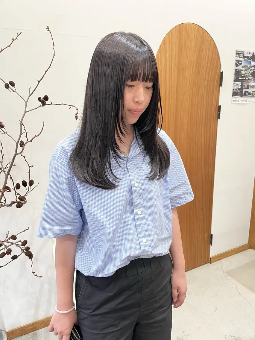 セミロング カラー ヘアアレンジ 透明感カラー レイヤーカット カット ヘアカラー ena/ブリーチなし 透明感・レイヤー🎀のヘアスタイル