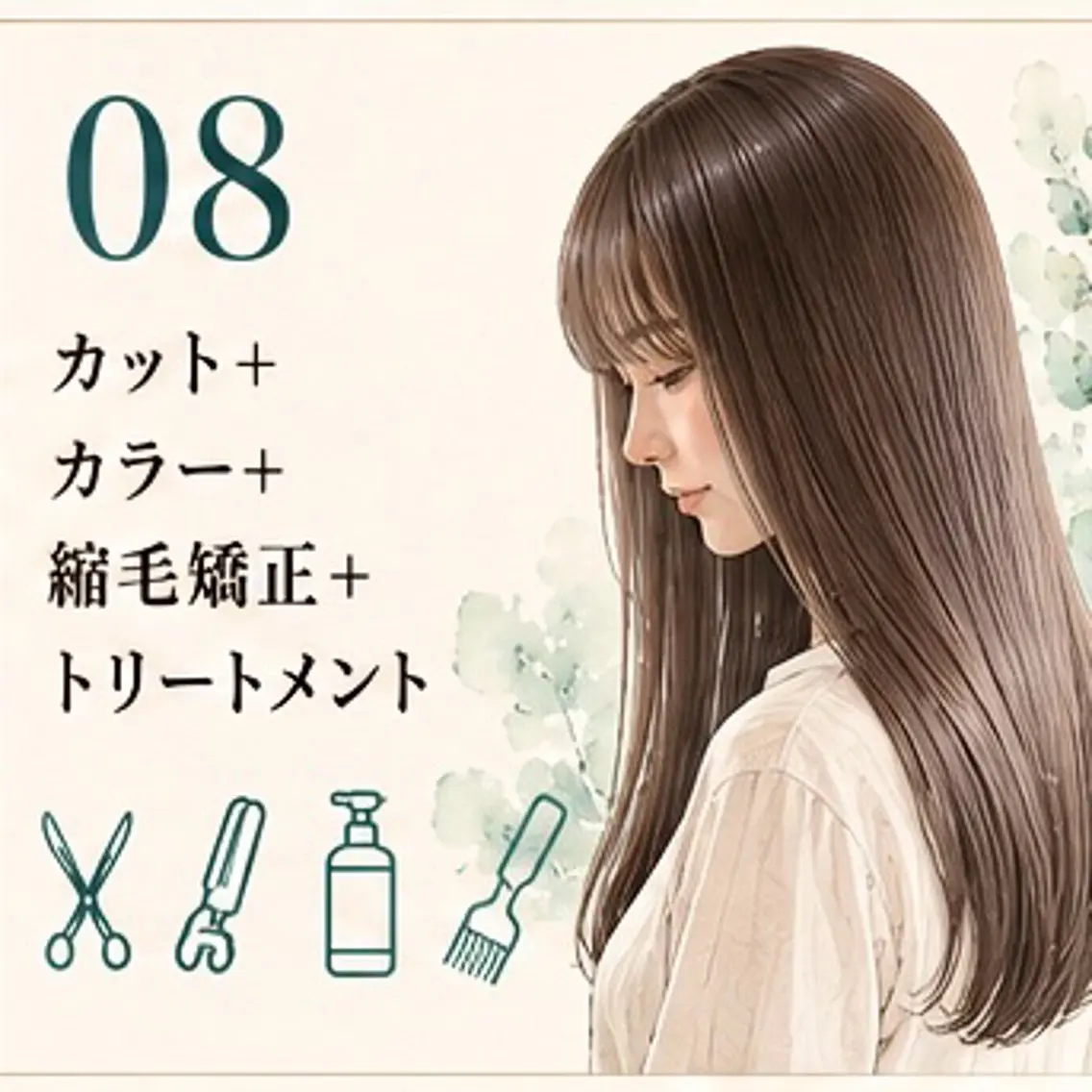 ✂︎ カット+カラー+縮毛矯正+トリートメントの写真