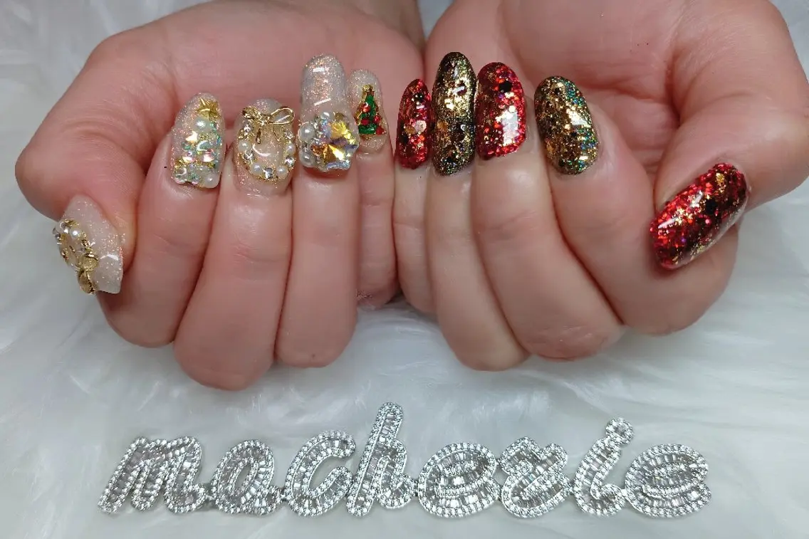 ネイル 冬ネイル クリスマス ハンドネイル Nail Salon macherieのネイルデザイン