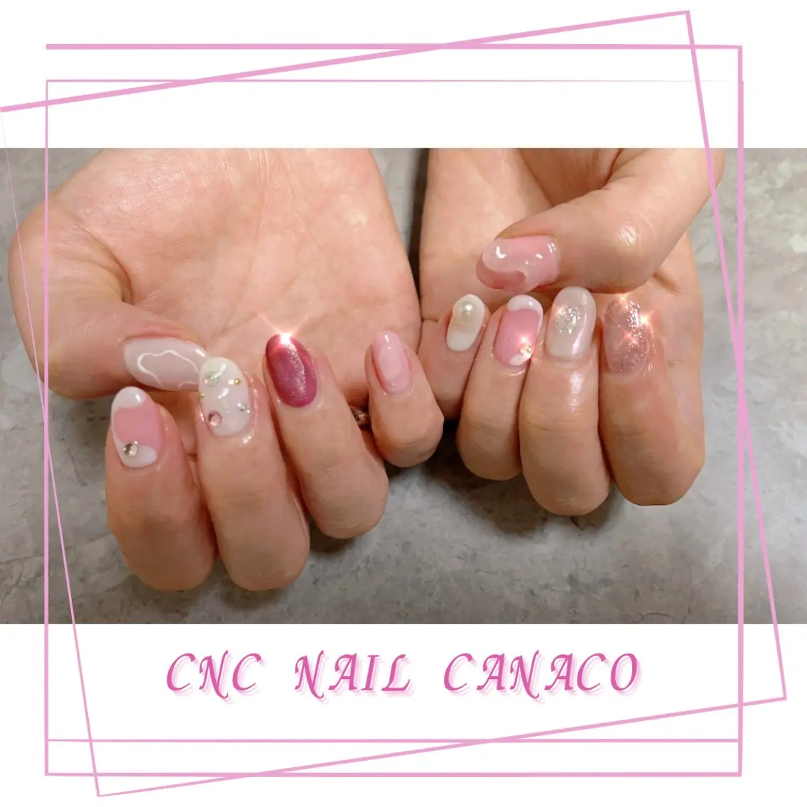 ネイル アートネイル 韓国ネイル メンズネイル 持ち込み ピンク ハンドネイル ハンドケア ベテランネイル cnc  nailのネイルデザイン