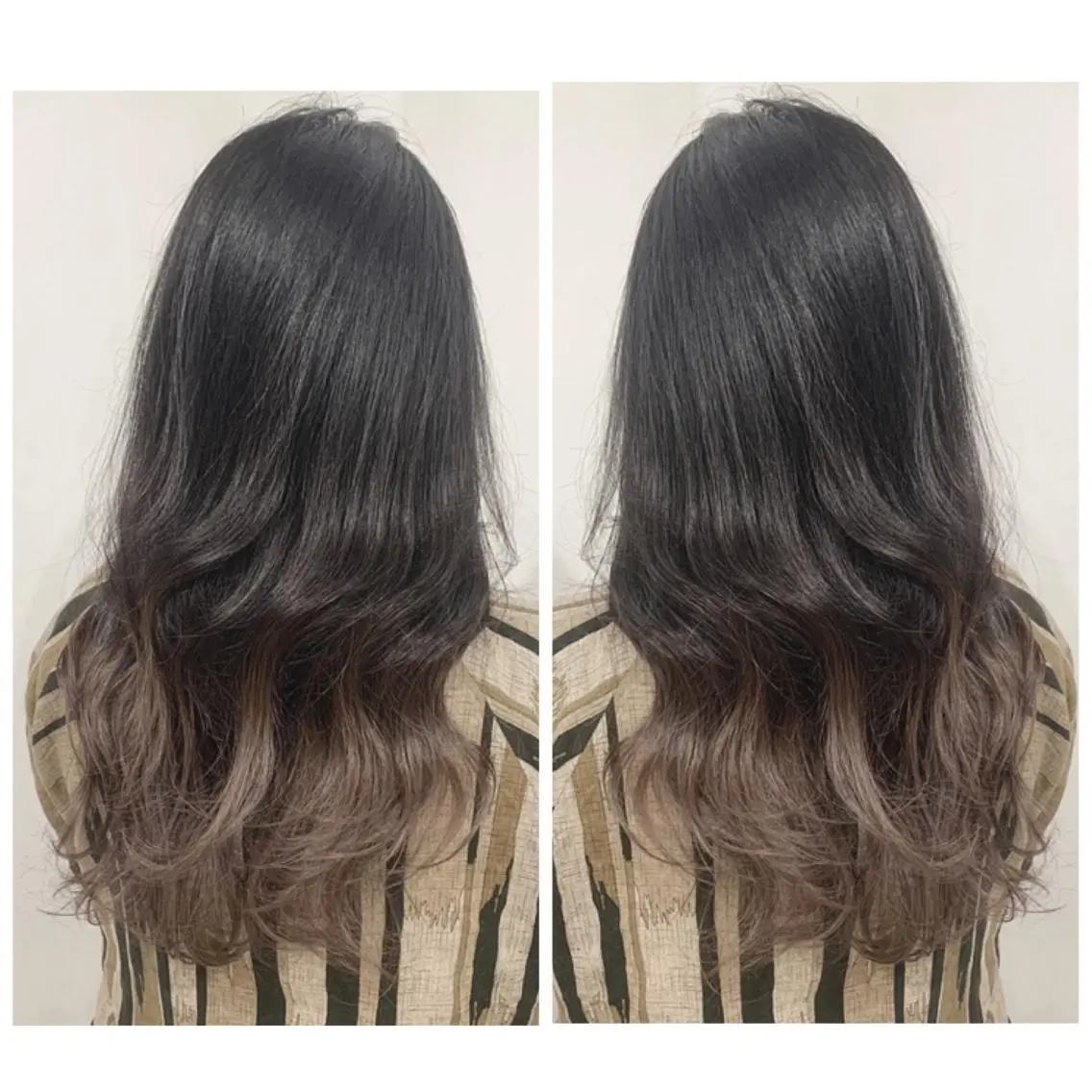 ロング カラー アッシュ バレイヤージュ ブリーチ デザインカラー グレージュ カット ヘアカラー 京都大人女性ショート 徒歩1分/秋山のヘアスタイル