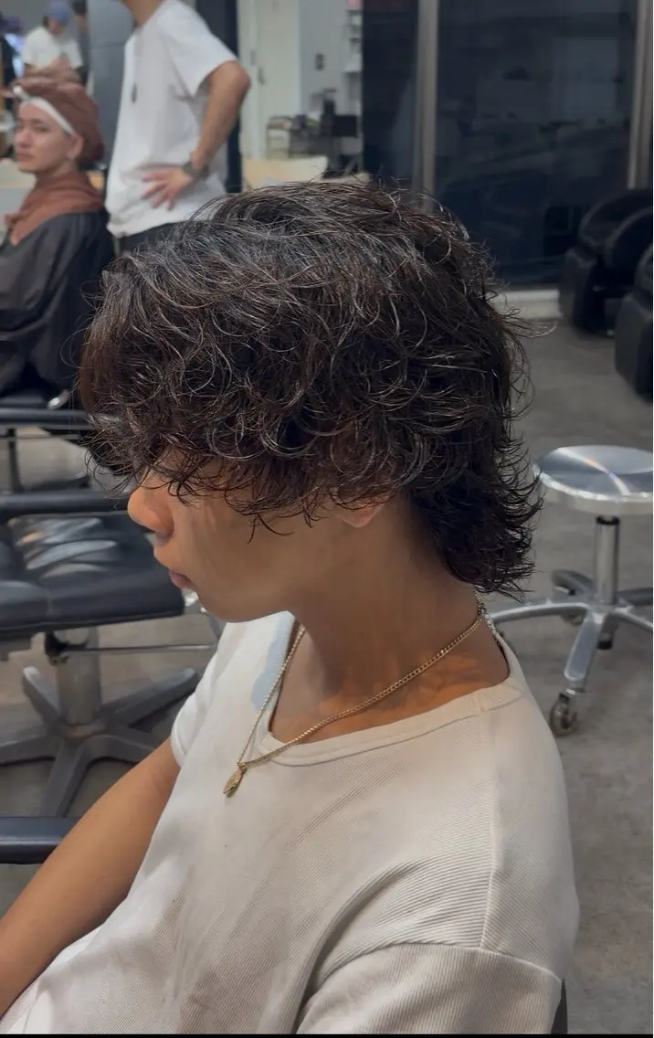 パーマ メンズ カット パーマ 岩下 凰雅のヘアスタイル