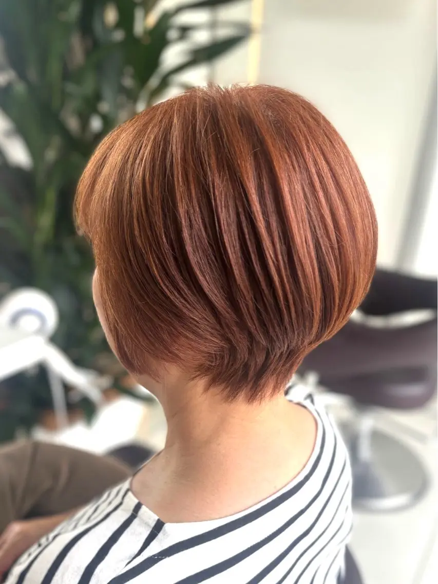 ショート くびれヘア ショートヘア カット/暖色カラー/ rikako🌻のヘアスタイル