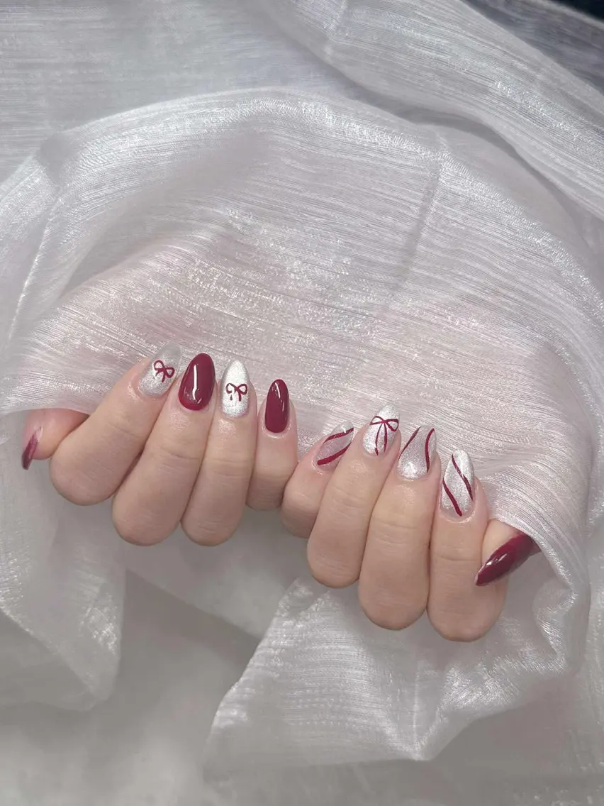 ネイル 長さ出し グラデーション 卒業式 キラキラネイル マグネットネイル ハンドネイル Lee Nailsのネイルデザイン