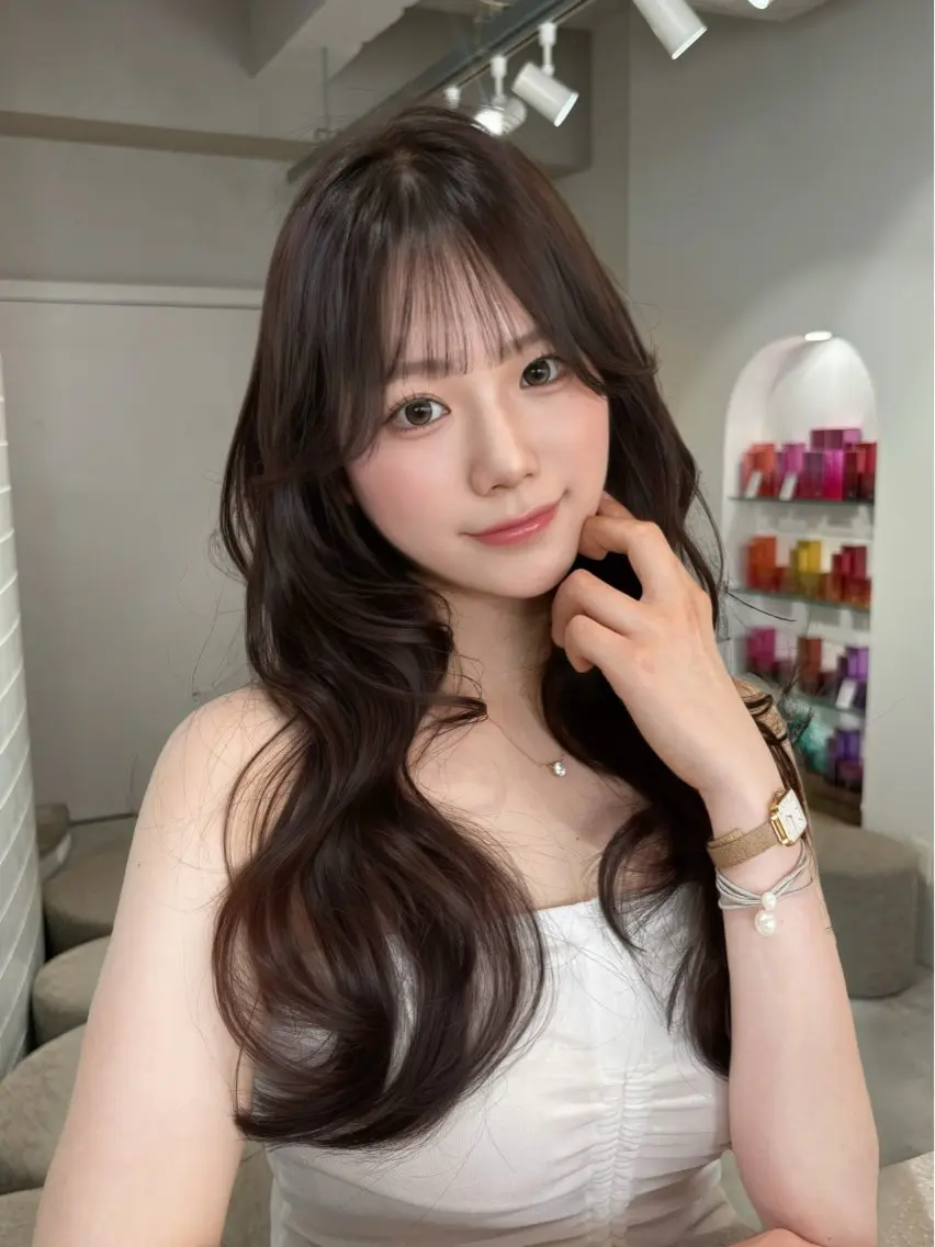ロング チョコレートブラウン くびれヘア 卒業式のヘアスタイル 学生 韓国風ヘア カット ヘアカラー トリートメント SeiRa☪️ 艶髪 / 透明感のヘアスタイル