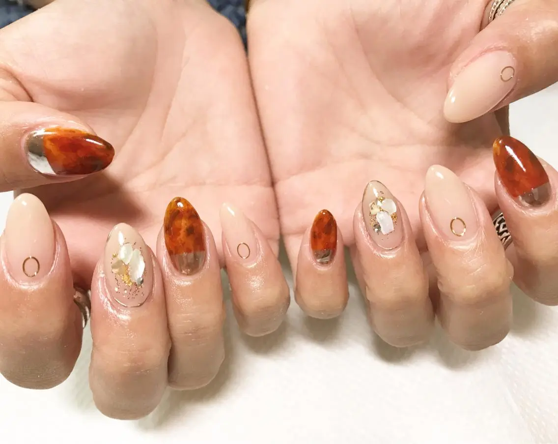 ネイル べっ甲ネイル フットネイル シンプルネイル 春ネイル 夏ネイル nail fufla ♡yamane♡のネイルデザイン