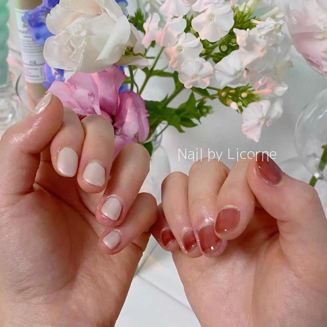 ネイル 氷ネイル・うるうるネイル 韓国ネイル ハンドネイル Nail by Licorneのネイルデザイン
