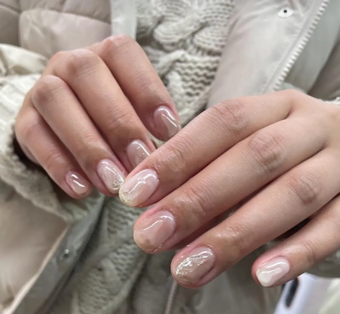 ネイル アートネイル ボルドー クリアネイル ジェルネイル ミラーネイル nailstudio eviz新宿店のネイルデザイン