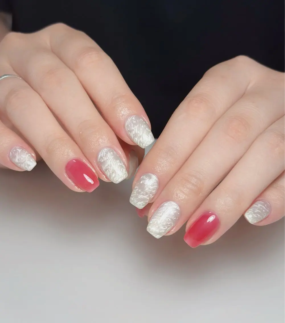ネイル オーロラネイル 長さ出し フットネイル 韓国ネイル ラメ(グリッター) ハンドネイル 👍thumbs up nail👍のネイルデザイン