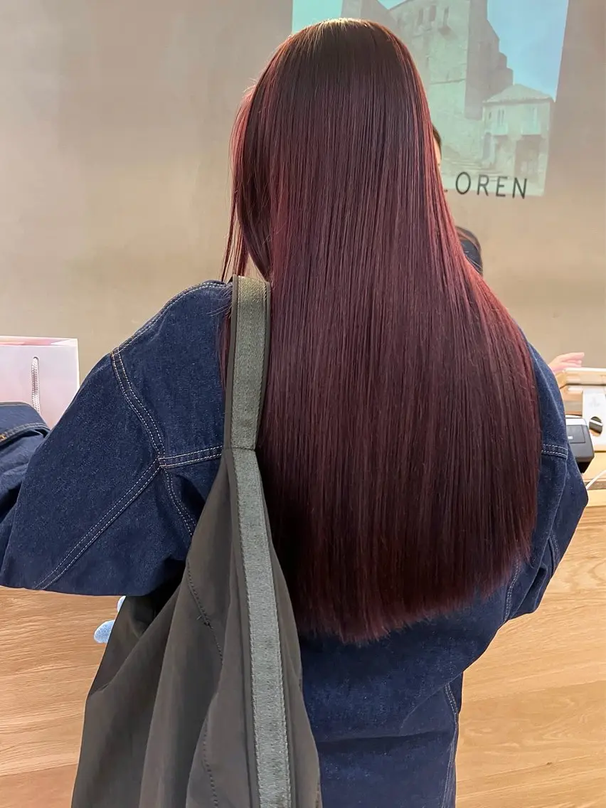 ロング カット ヘアカラー トリートメント 似合わせレイヤー ＆縮毛矯正のヘアスタイル