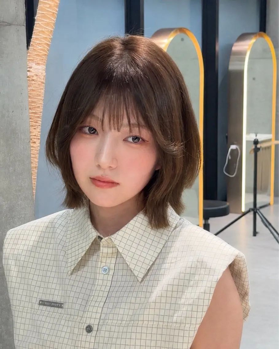 ミディアム カット ヘアカラー トリートメント けいし🐬ボブ 美髪縮毛矯正のヘアスタイル