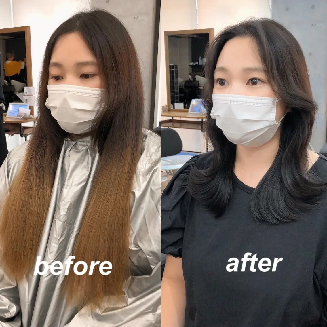 セミロング カラー 韓国風ヘア 似合わせカット カット ヘアカラー トリートメント トレンドヘア🌿 chinariのヘアスタイル