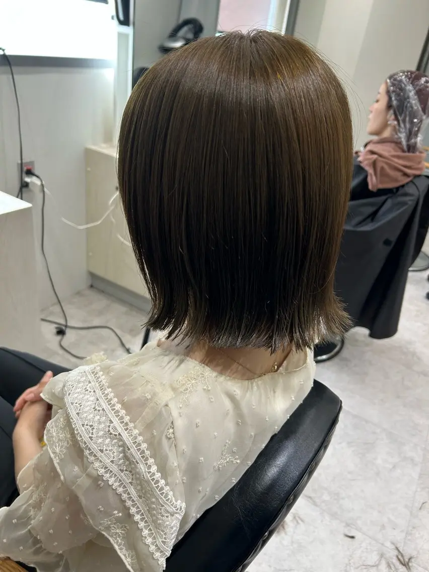 ミディアム カラー ヘアアレンジ ベージュカラー オリーブベージュ ボブ カット ヘアカラー ボブ /ニュアンス/ satomi🧸💖のヘアスタイル