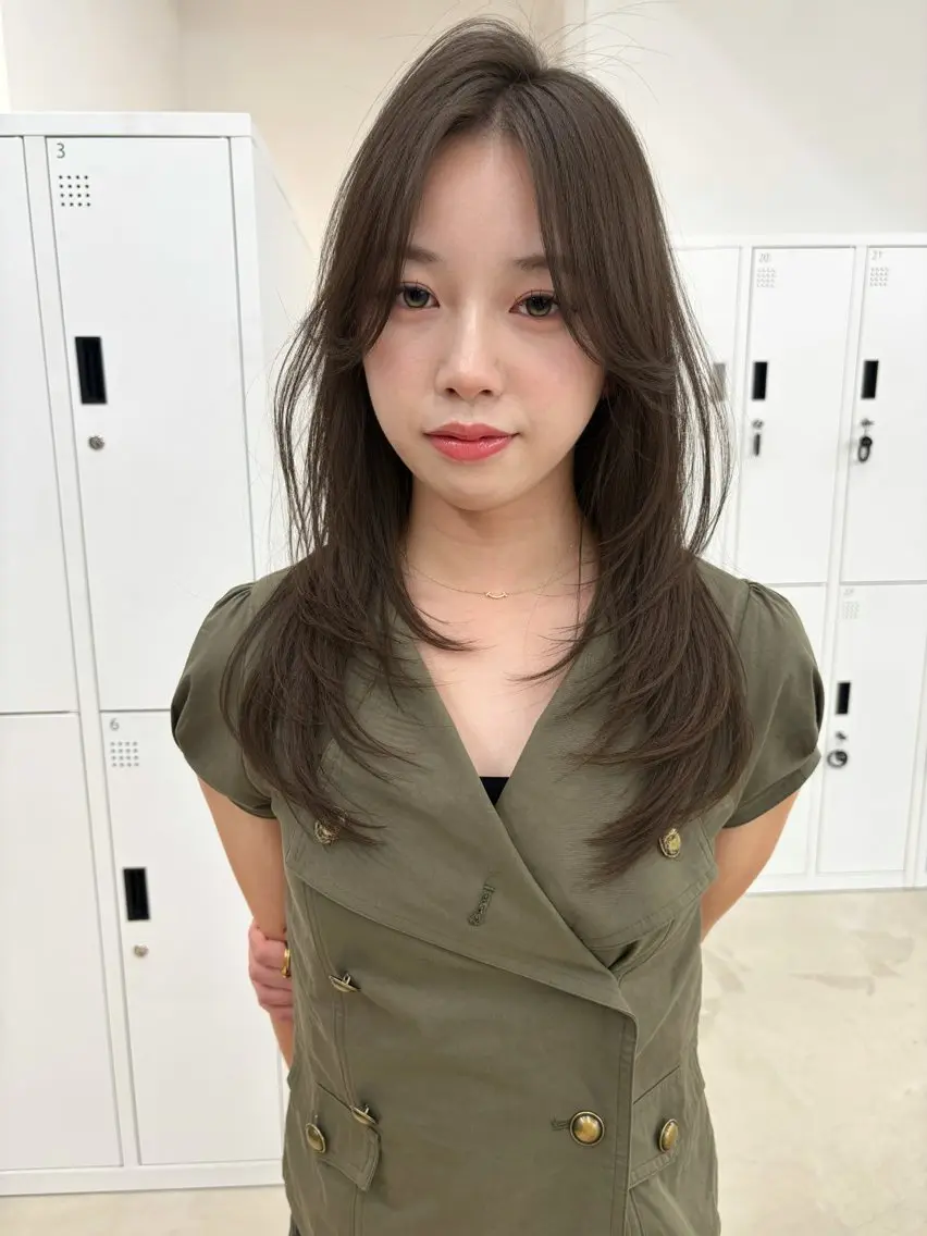 ロング カット ヘアカラー 韓国風レイヤーカット 松葉翔のヘアスタイル