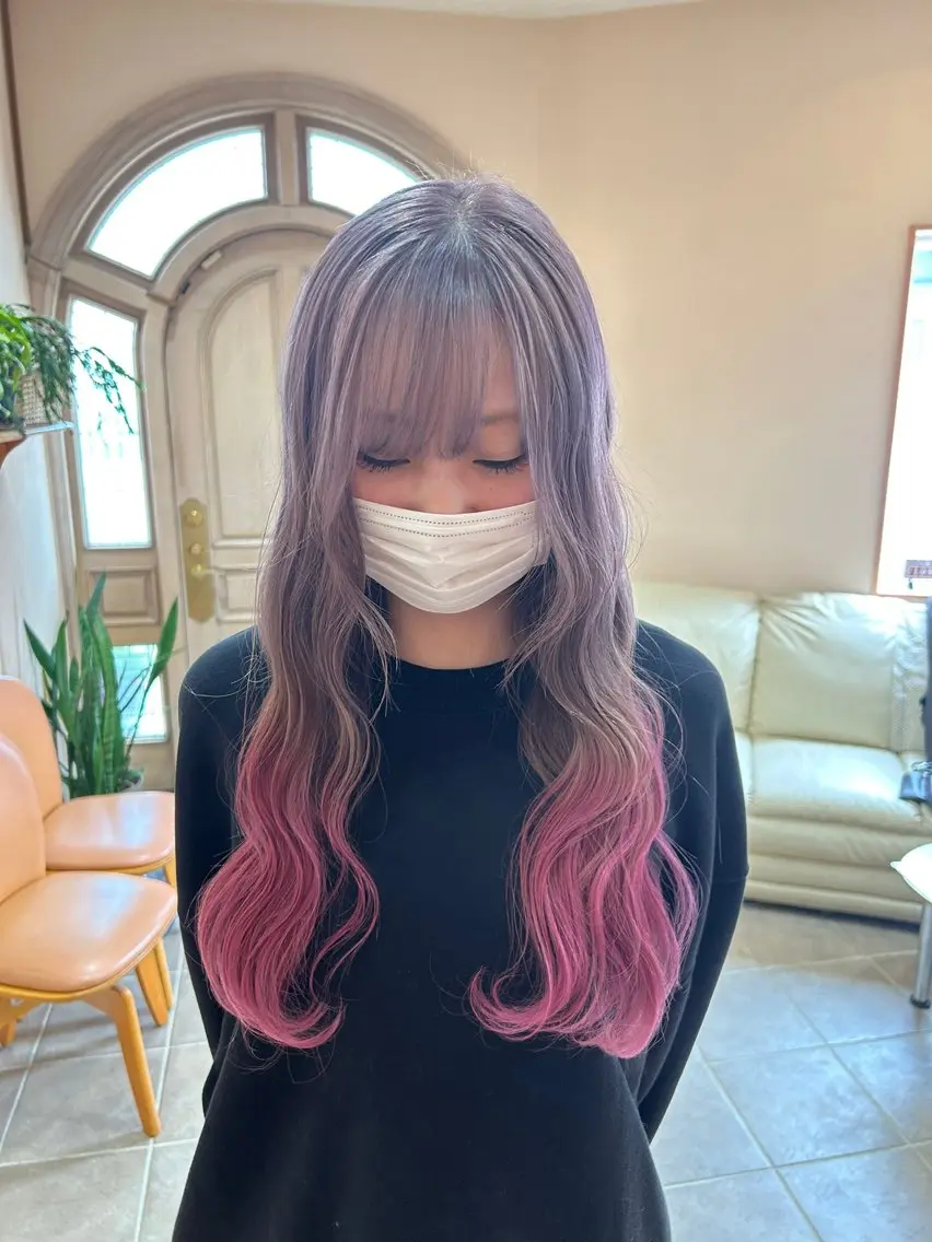 ロング カラー ブリーチ デザインカラー ヘアカラー mayu .のヘアスタイル