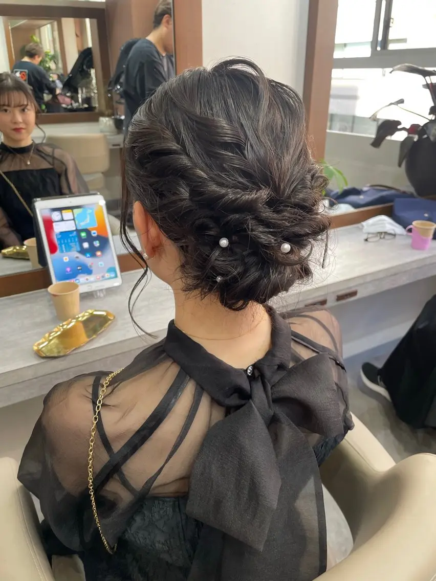 セミロング ヘアアレンジ ヘアセット 韓国風パーマ/ヘア セット/店長みづきのヘアスタイル