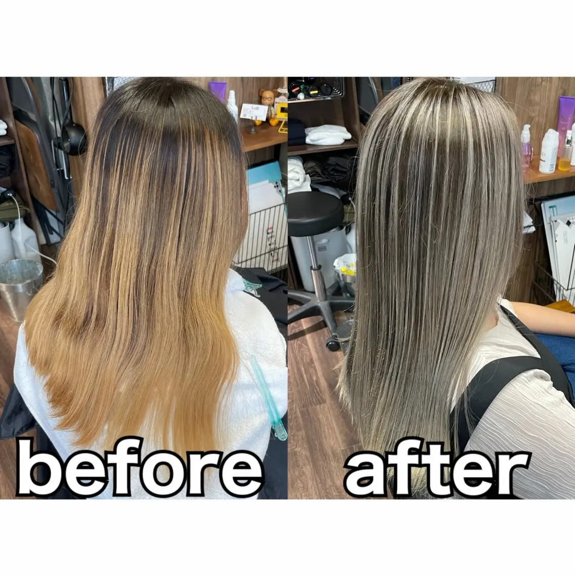 ロング カラー バレイヤージュ レイヤーカット カット ヘアカラー トリートメント Lull1人美容室 イージーパーマのヘアスタイル