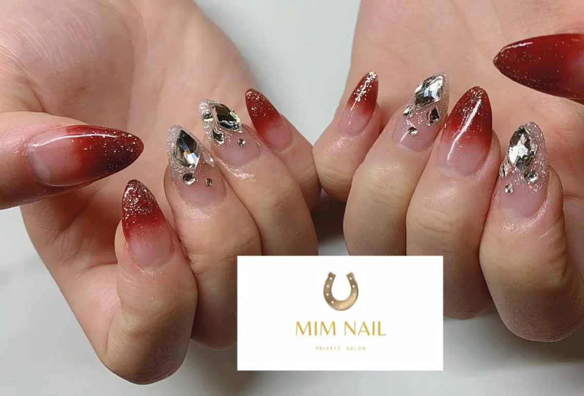 ネイル ボルドー 長さ出し グラデーション スカルプネイル *･*MIMnail 1号店･*:･*のネイルデザイン