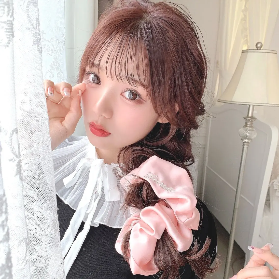 セミロング カラー ヘアアレンジ ベージュカラー ブリーチ ブリーチなしカラー ピンクカラー ピンクベージュ 福岡 ルイのヘアスタイル