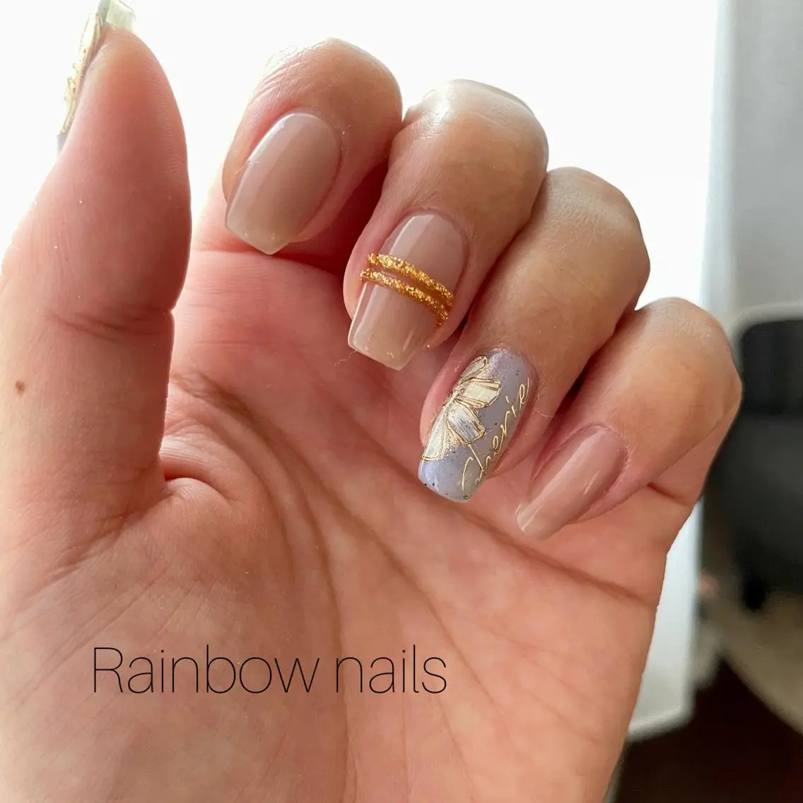 ネイル スクエアネイル Rainbow nailsくろちゃんのネイルデザイン
