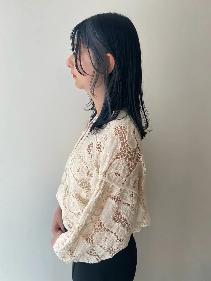 セミロング カラー ブリーチ ブルーカラー ネイビーカラー ♡ハッシュカット/ レイヤー/yucoのヘアスタイル