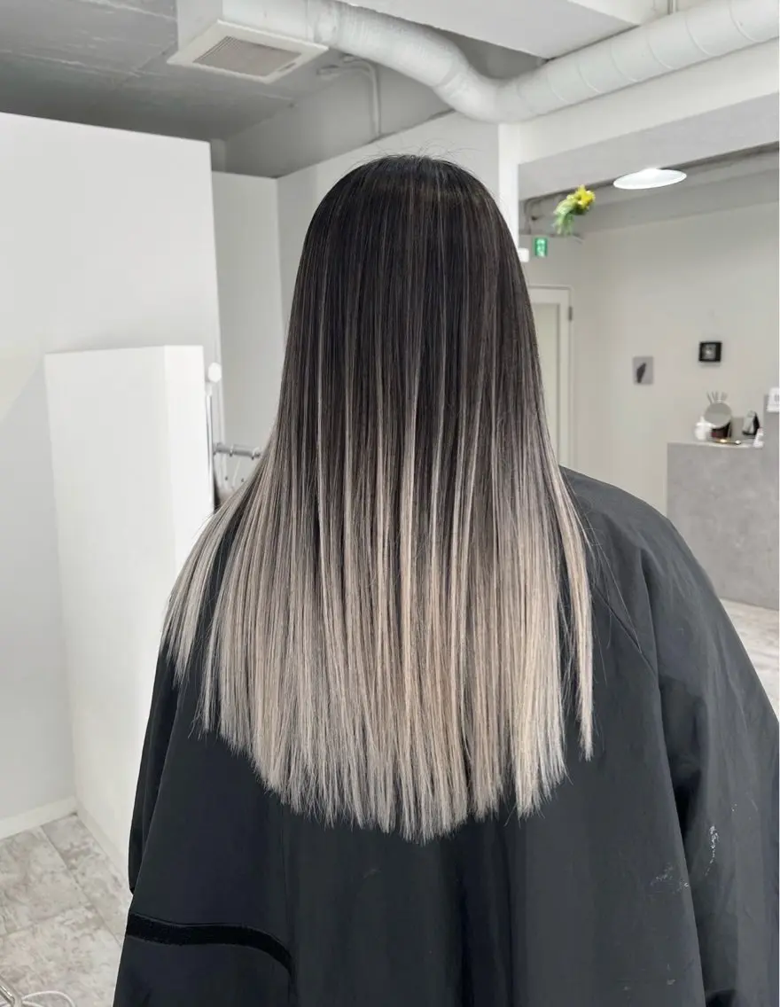 セミロング カラー バレイヤージュ シルバー ホワイトシルバー レイヤーカット 指名数No.1 /NAOYAのヘアスタイル
