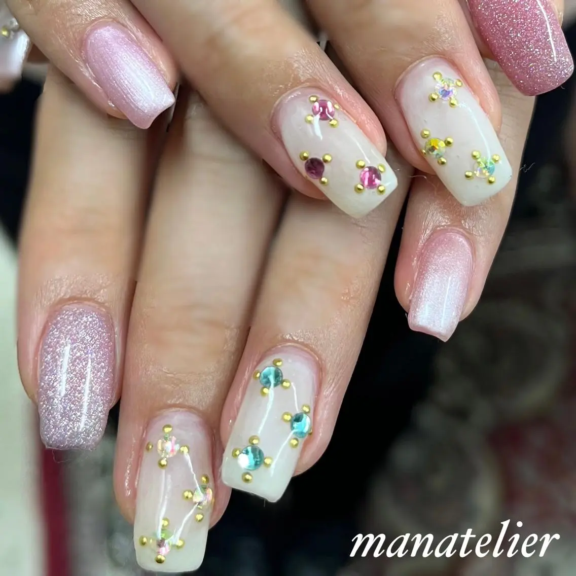 ネイル マグネットネイル ストーンネイル ハンドネイル manatelier マナトリエのネイルデザイン