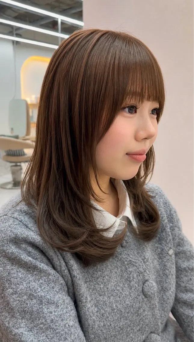ミディアム カラー ミディアムレイヤー レイヤーカット カット ヘアカラー トリートメント 石井歩 広島/ボブ/レイヤーのヘアスタイル