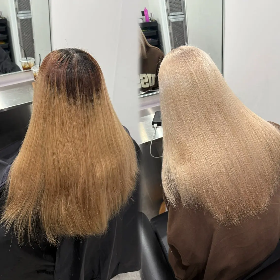 セミロング カラー ヘアアレンジ ベージュカラー ブリーチ ブロンド デザインカラー ミルクティーベージュ ヘアカラー 【🥀履歴修正🥀】 ハイトーン職人/拓真のヘアスタイル
