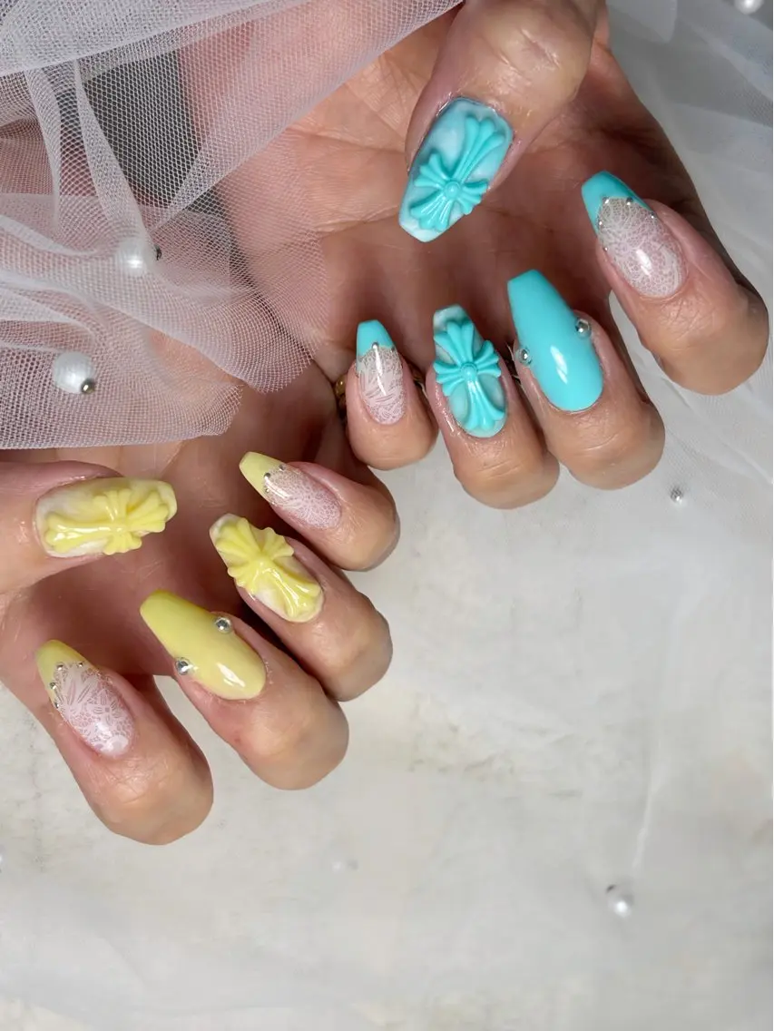 ネイル レース ハンドネイル Nailsalon E's cafeのネイルデザイン
