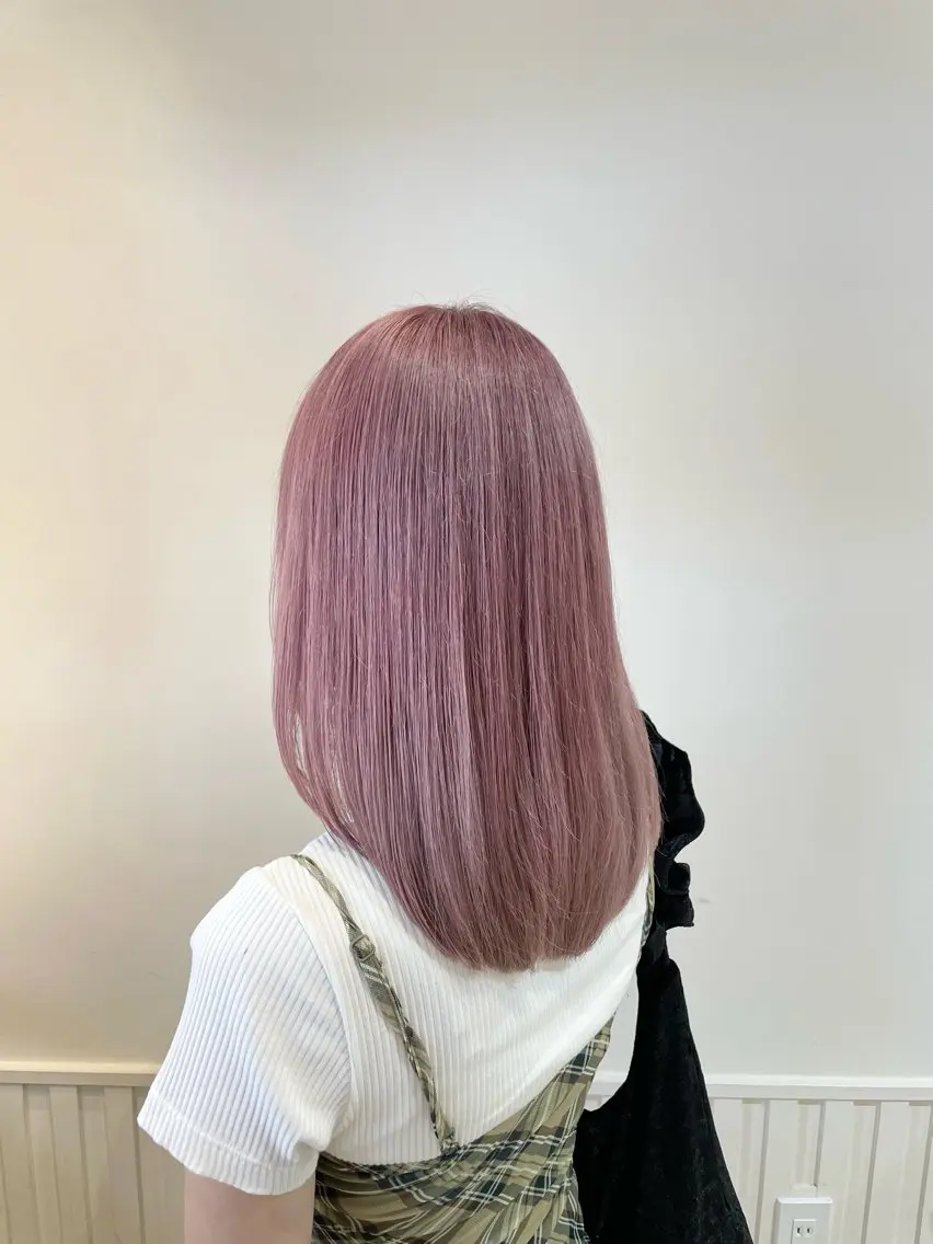 セミロング カラー ブリーチ ラベンダーカラー ピンクカラー ピンクラベンダー ウルフカット/ハイト ーン🎀mizukiのヘアスタイル