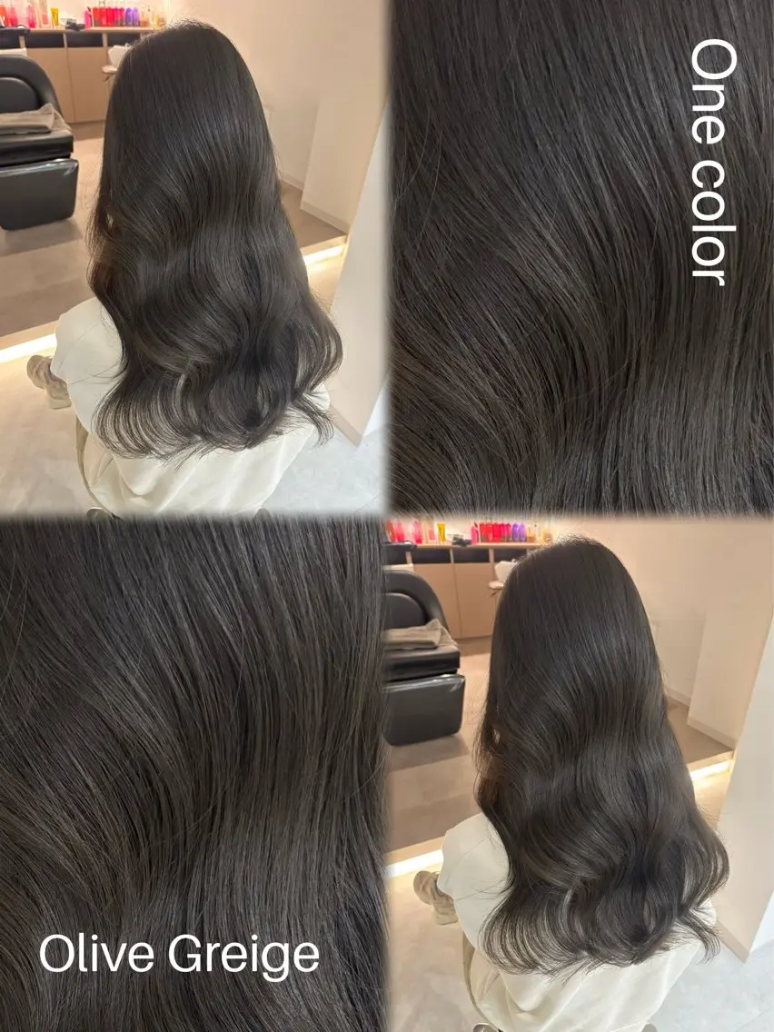 セミロング カラー アッシュ アッシュグレー アッシュグレージュ ベージュカラー ブリーチ 🎀韓国ヘア× 透明感カラー🎀正源のヘアスタイル