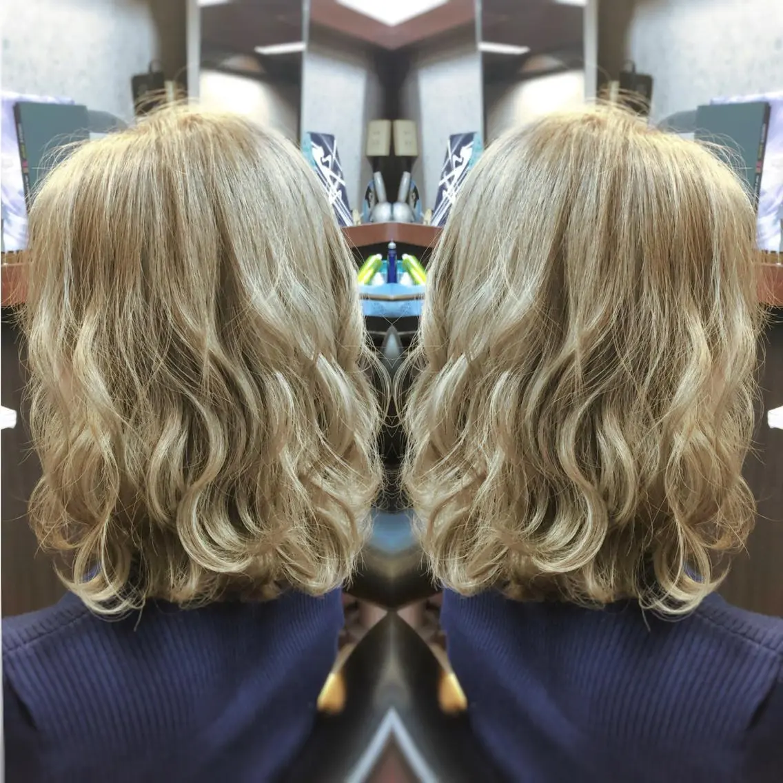 ミディアム カラー ヘアアレンジ ブロンド 透明感カラー カット ヘアカラー トリートメント Luzir⭐︎ GEN⭐︎のヘアスタイル