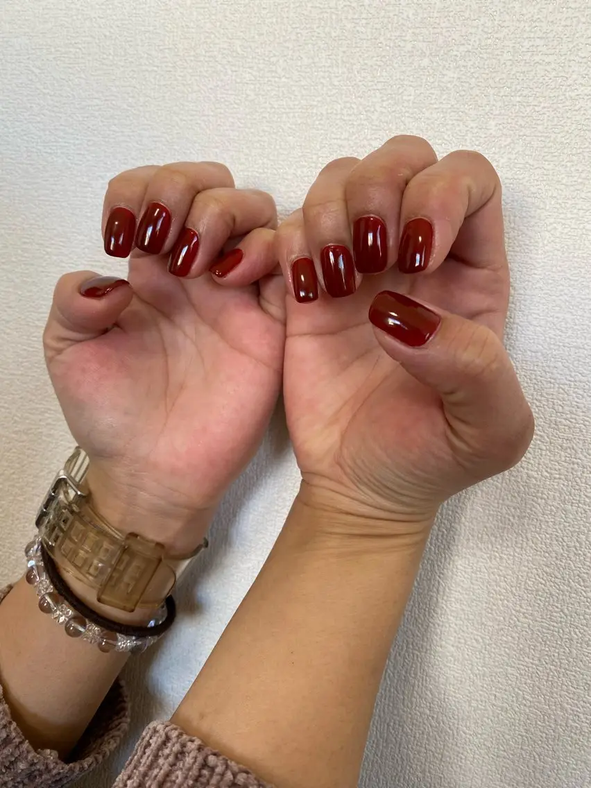 ネイル ボルドー ハンドネイル 自宅サロン FeelFreeのマツエク・マツパデザイン