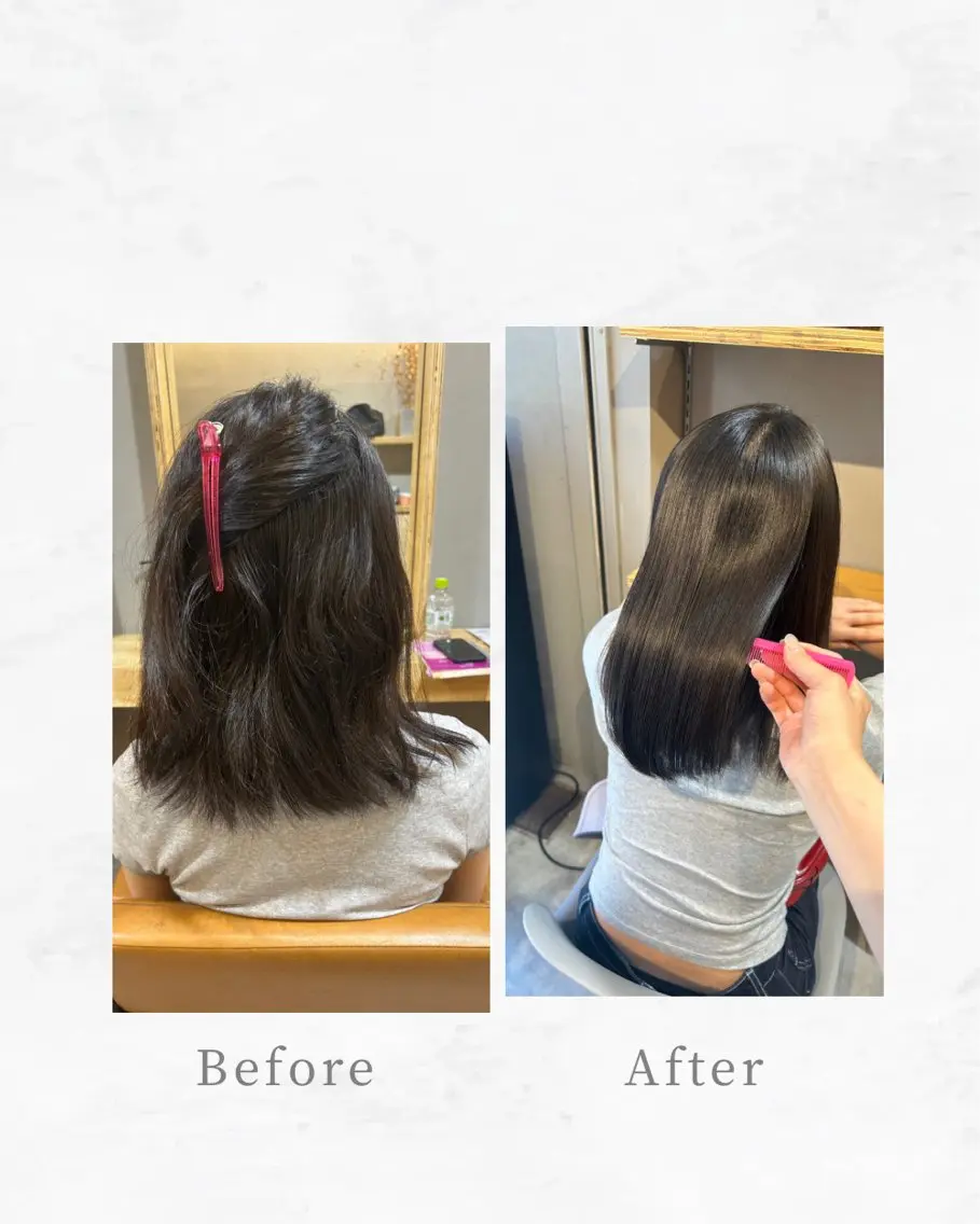 ミディアム 縮毛矯正 トリートメント ioe元町 yukaのヘアスタイル