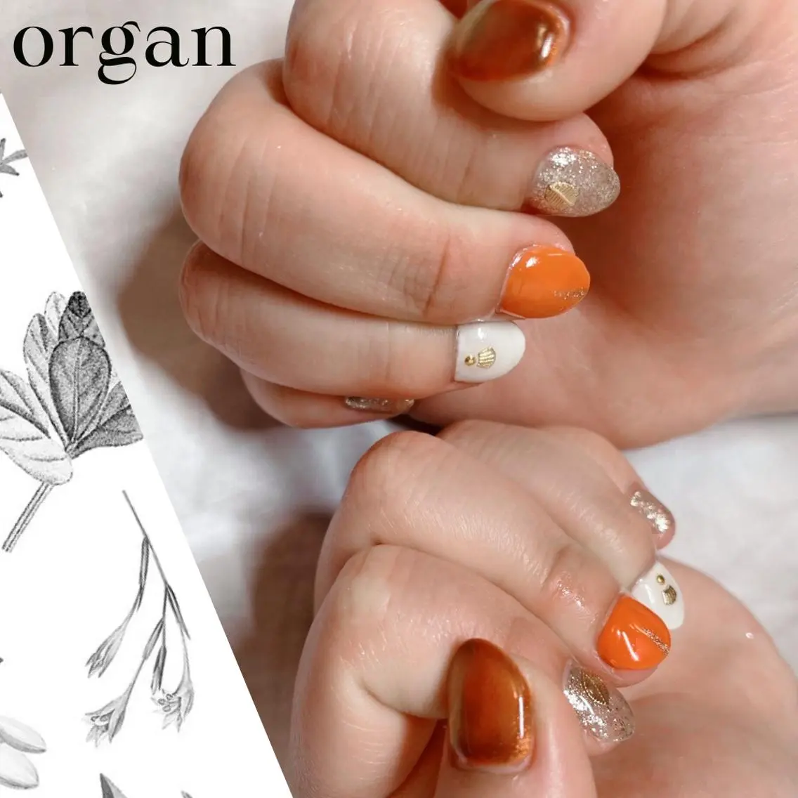 ネイル マグネットネイル オレンジ 【ＯＲＧＡＮ】 nailのネイルデザイン