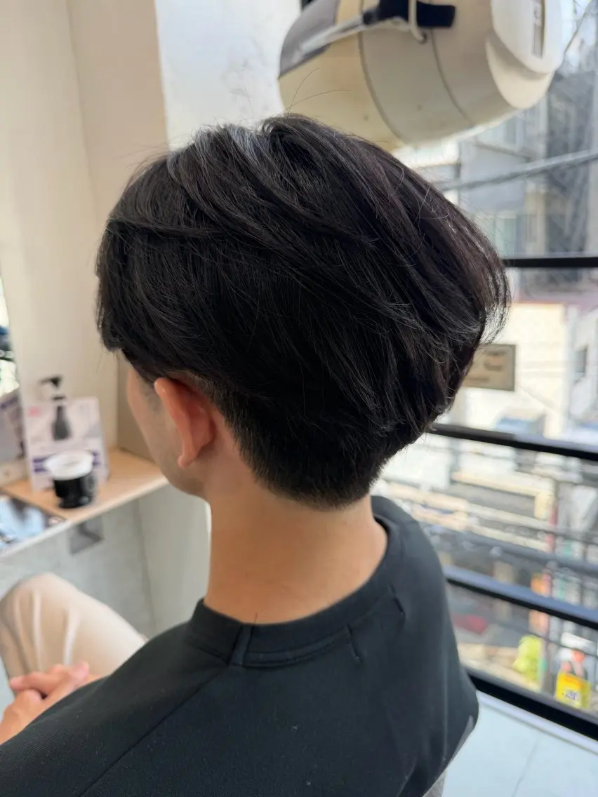 ショート メンズ センターパート メンズ韓国風 韓国マッシュ マッシュ メンズパーマ カット 大木 拓瑞のヘアスタイル