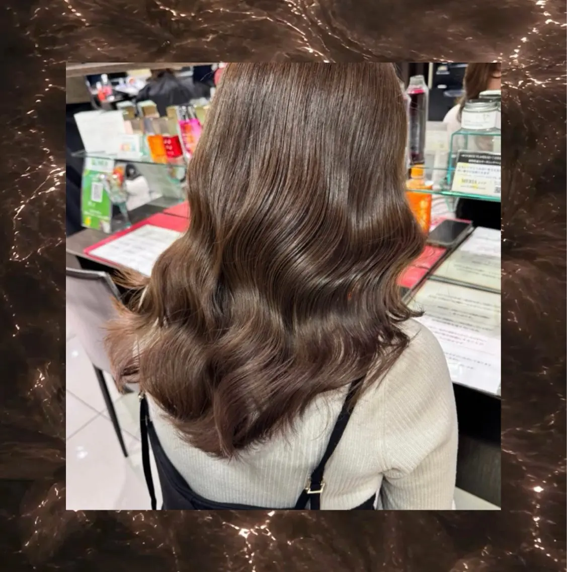 ロング ヘアカラー ゆあ🤎暖色系🍊 マツパ👀眉毛🌈のマツエク・マツパデザイン