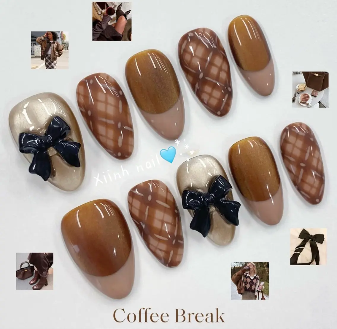ネイル ブラウン チークネイル 桜ネイル 長さ出し フットネイル ハンドネイル XIINH NAIL SALONのネイルデザイン