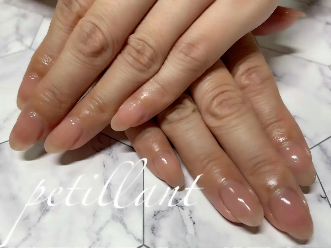 ネイル クリアネイル ピンク nail salon petillantのネイルデザイン